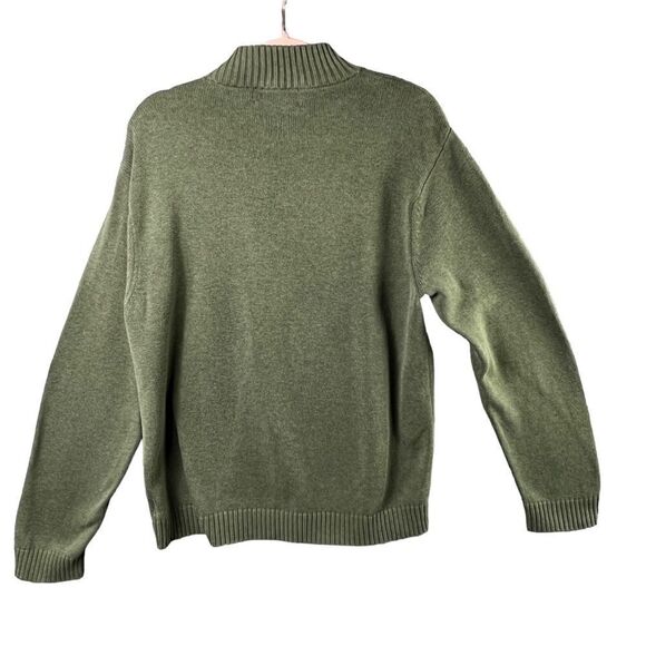 Chaps by Ralph Lauren Knit Sweater Quarter Zip Long Sleeve Khaki Green Size M - Picture 2 of 8